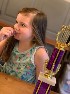 Tessa celebrating 3000 days of consecutive practice.