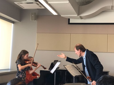 Tessa playing in master class with Jerzy Kaplanek from the Penderecki Quartet. She played the Beethoven Romance in G major.